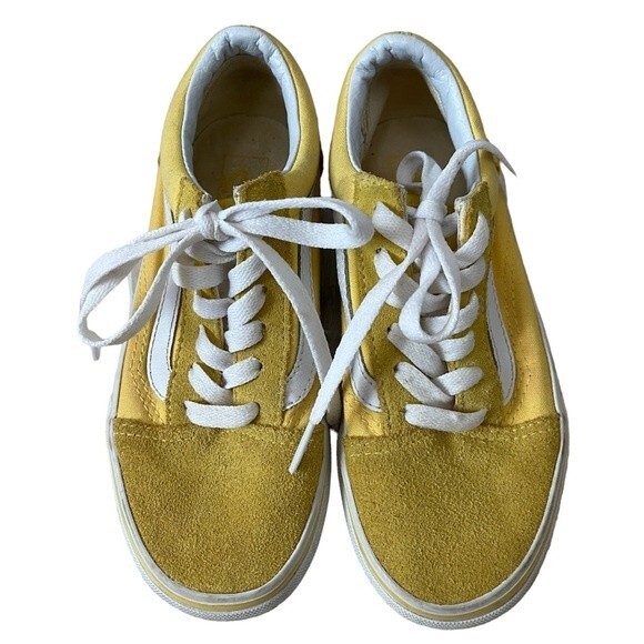 Kids Mustard Yellow White Vans size 2 - Picture 2 of 9
